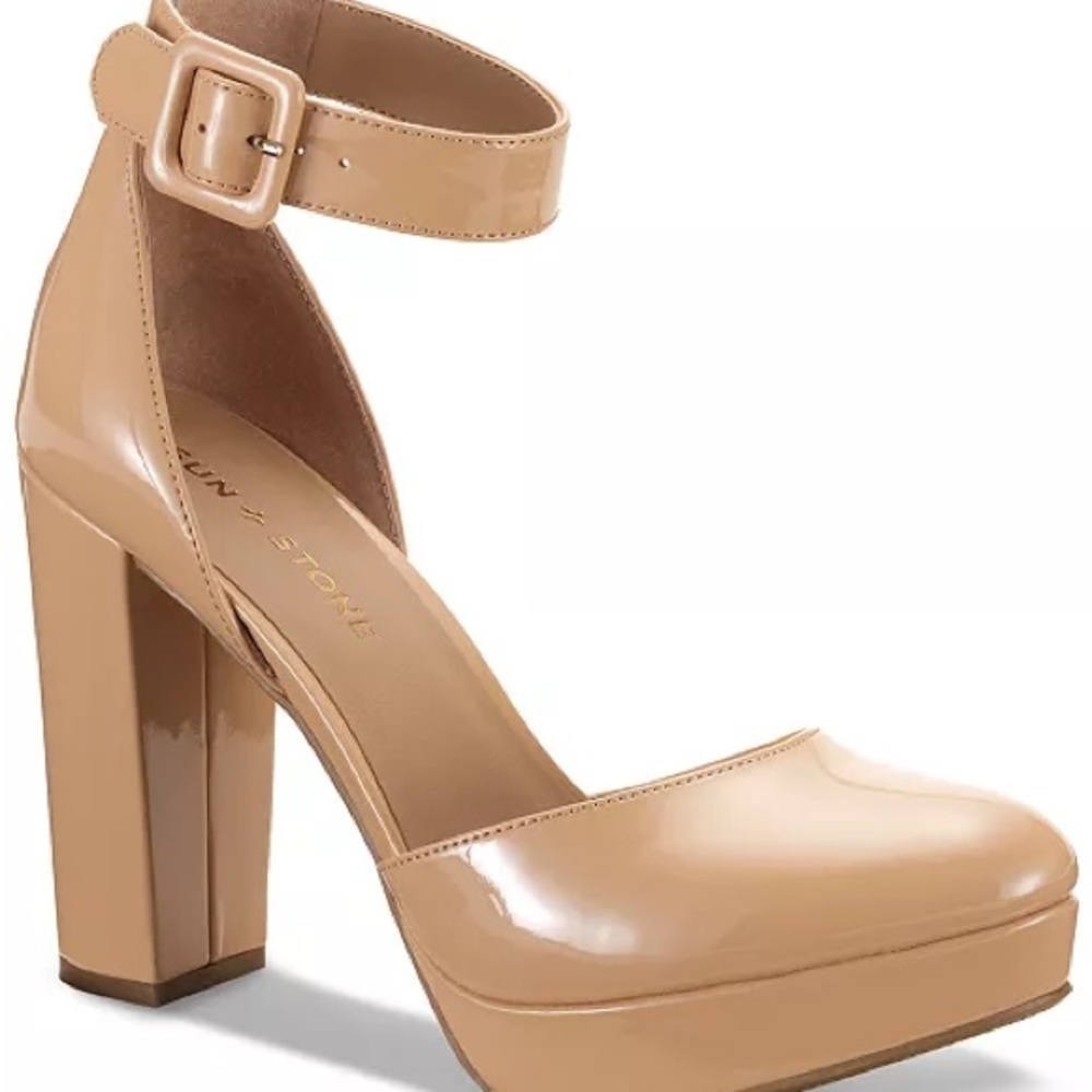 Sun +‎ Stone Block-Heel Pumps Size 10